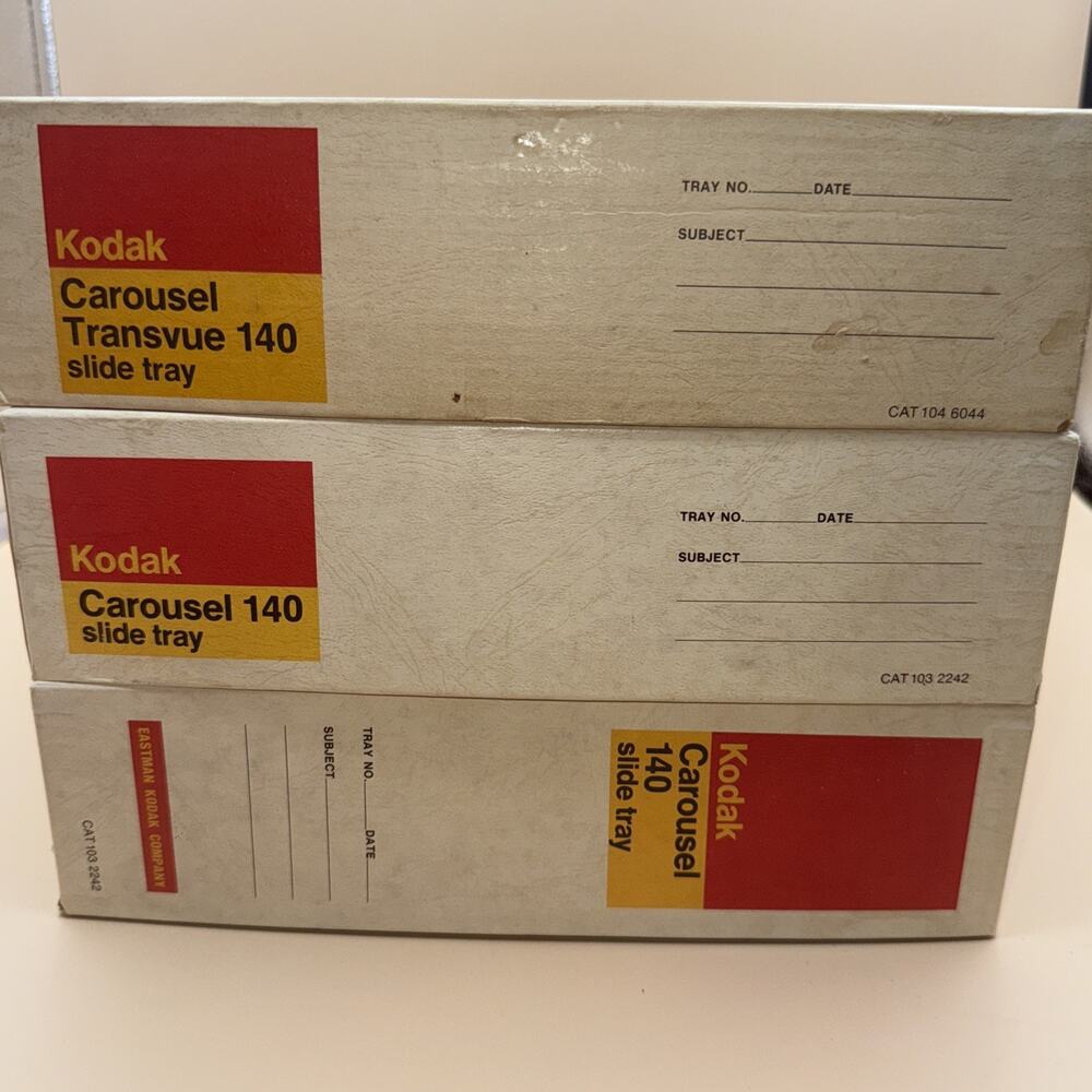 Lot of 3 - Kodak Carousel 140 Slide Trays Unused In Original Boxes